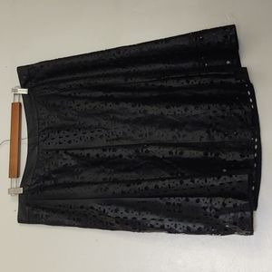 Worthington Black Faux Leather Laser Cut A line Skirt Knee length sz 18 women's